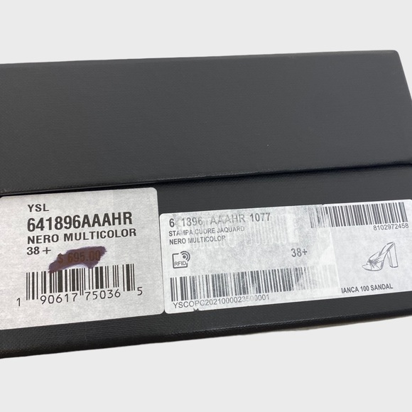 Saint Laurent Black Multicolor Heart Bianca Knotted Sandals Size 38 1/2 NWT - Picture 11 of 13